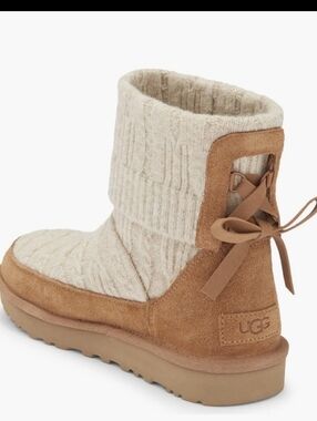 Ugg Classic Mini Cabelle Knit Boot Designer Suede Shearling Lace Sweater #203